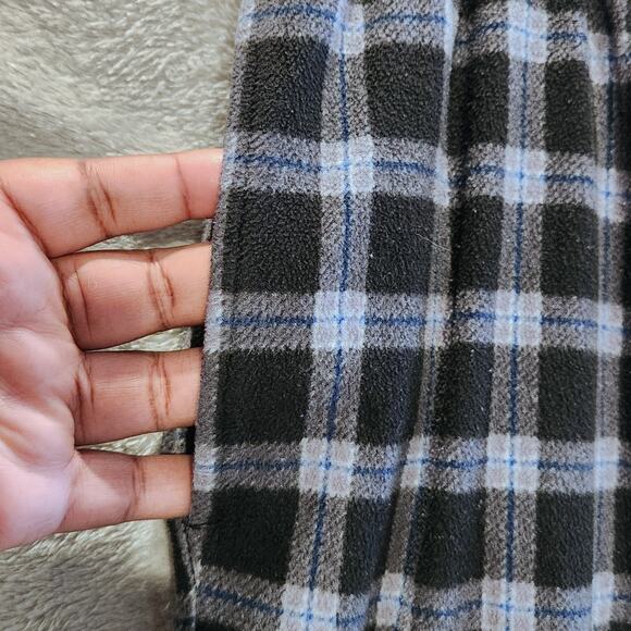 Nautica Sleepwear Mens Navy Blue Plaid Fleece Sleep Pants Size Large Cozy - Picture 4 of 13